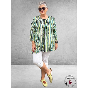 AKH Big Shirt A-lijn Windy Blauw-Lime-Turquoise